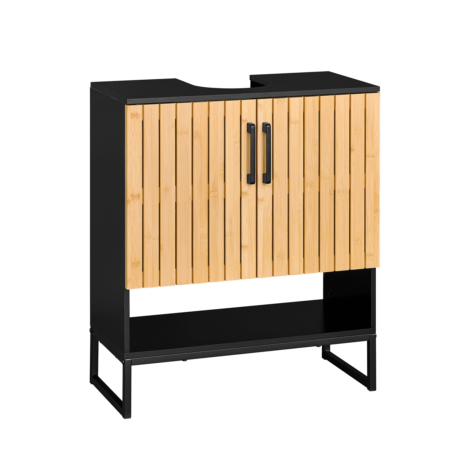 SoBuy | Meuble-lavabo | Armoire de salle de bain 60 cm de large | Noir | BZR202-SCH 
