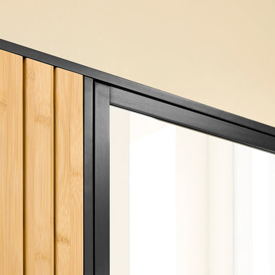 SoBuy | Meuble de salle de bain mural | avec miroir et compartiments latéraux | 50 x 20 x 45 cm | Noir | BZR204-SCH