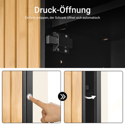 SoBuy | Meuble de salle de bain mural | avec miroir et compartiments latéraux | 50 x 20 x 45 cm | Noir | BZR204-SCH