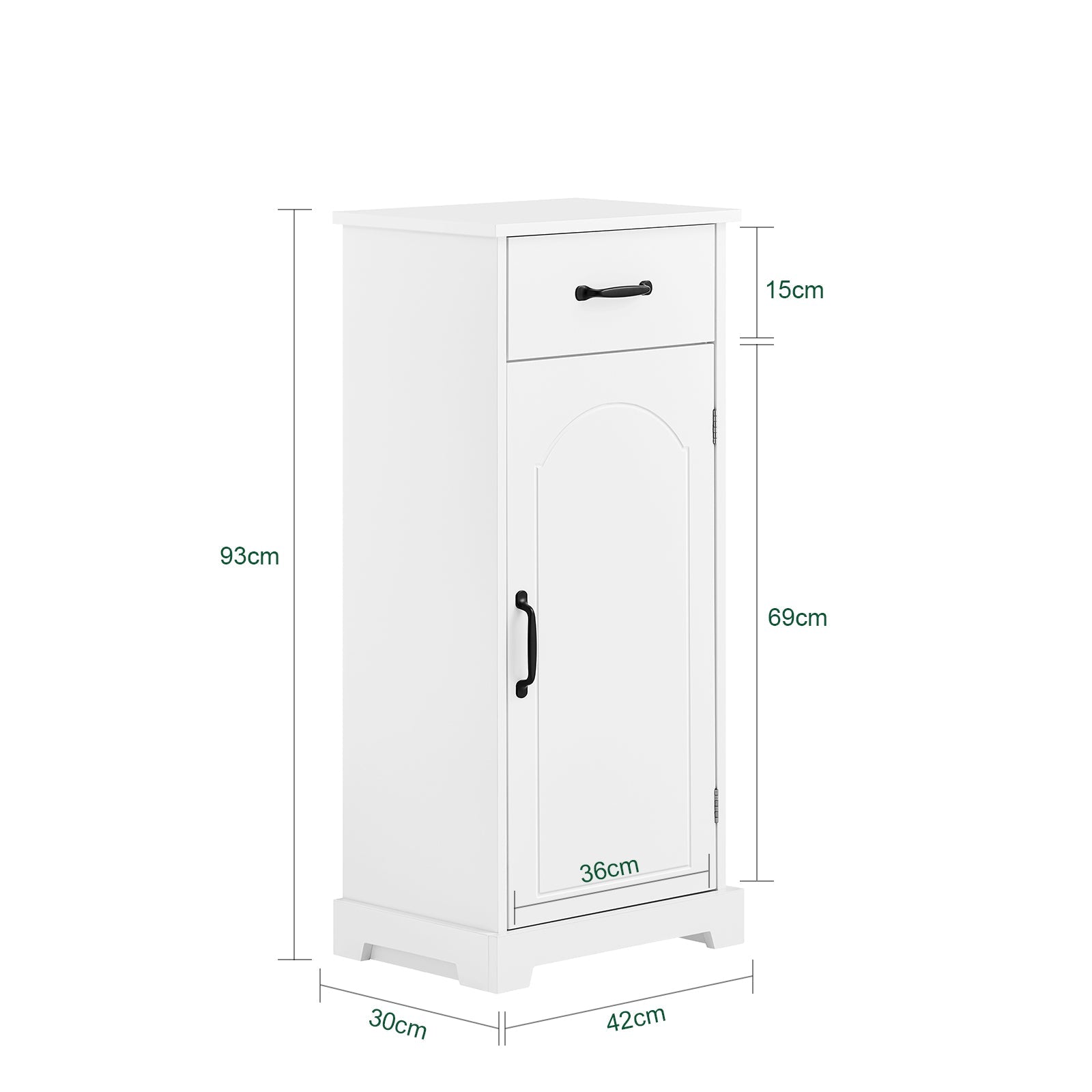 SoBuy | Mobile bagno | Armadietto stretto con ripiani regolabili | Bianco | 42x30x93cm | BZR207-W