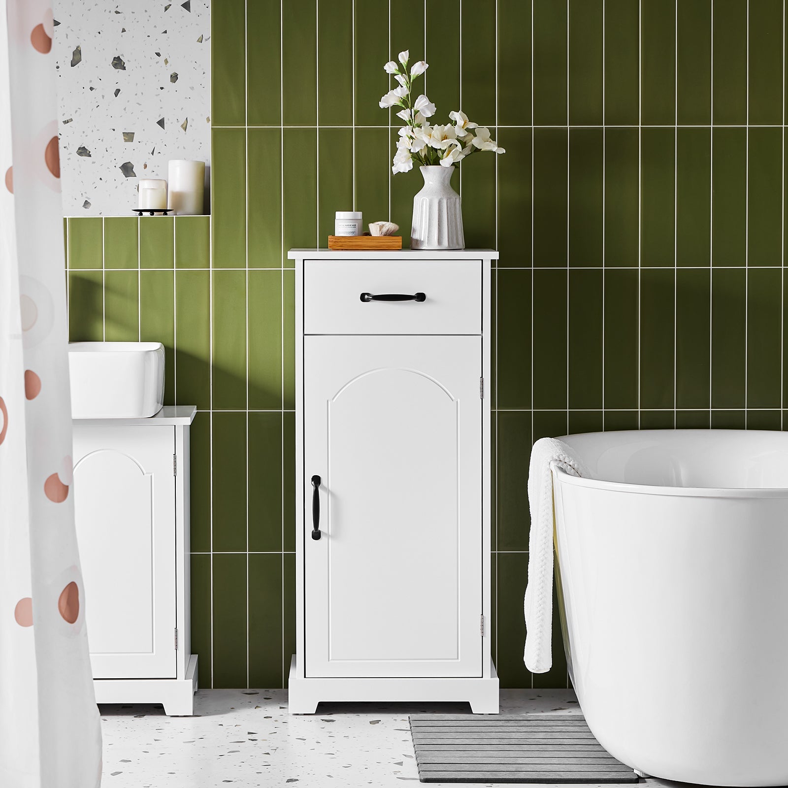 SoBuy | Mobile bagno | Armadietto stretto con ripiani regolabili | Bianco | 42x30x93cm | BZR207-W