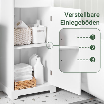 SoBuy | Badezimmerschrank | Schmaler Badschrank mit verstellbaren | Weiß | 42x30x93cm | BZR207-W