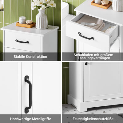 SoBuy | Badezimmerschrank | Schmaler Badschrank mit verstellbaren | Weiß | 42x30x93cm | BZR207-W