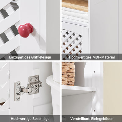 SoBuy | Mobile Alto da Bagno Salvaspazio con 2 Ante e Ripiani Aperti | Bianco 45x41.5x170cm | BZR209-W