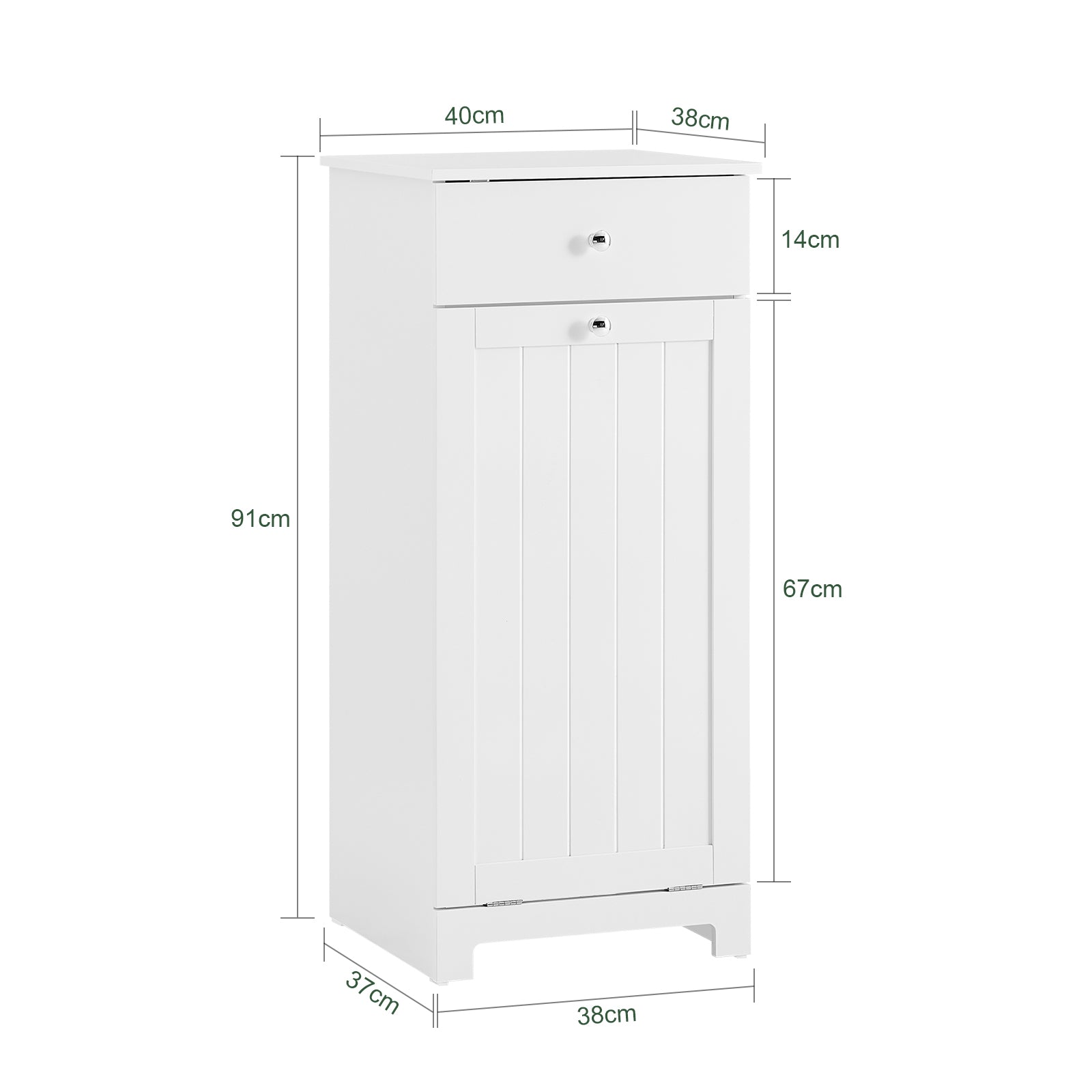 SoBuy | Wäscheschrank | mit Wäschesack | Wäschesammler | Wäschekorb Weiß | BZR21-II-W