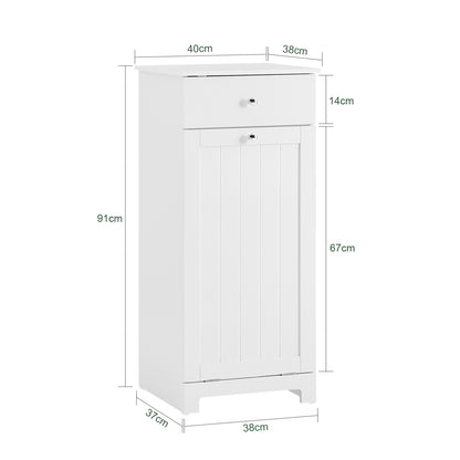 SoBuy | Wäscheschrank | mit Wäschesack | Wäschesammler | Wäschekorb Weiß | BZR21-II-W