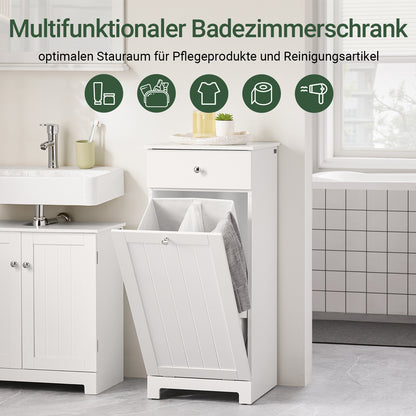 SoBuy | Wäscheschrank | mit Wäschesack | Wäschesammler | Wäschekorb Weiß | BZR21-II-W