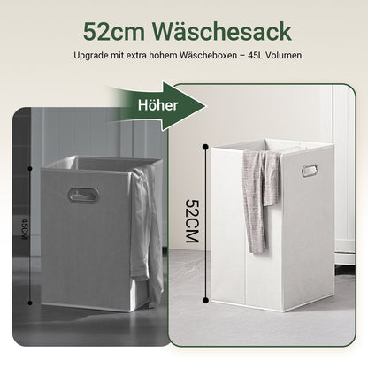 SoBuy | Wäscheschrank | mit Wäschesack | Wäschesammler | Wäschekorb Weiß | BZR21-II-W