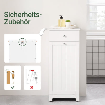 SoBuy | Meuble à linge | avec sac à linge | Collecteur de linge | Panier à linge Blanc | BZR21-II-W