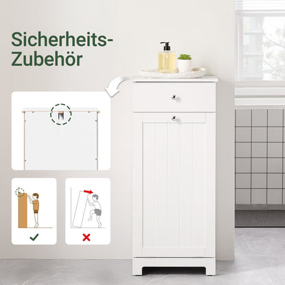 SoBuy | Wäscheschrank | mit Wäschesack | Wäschesammler | Wäschekorb Weiß | BZR21-II-W