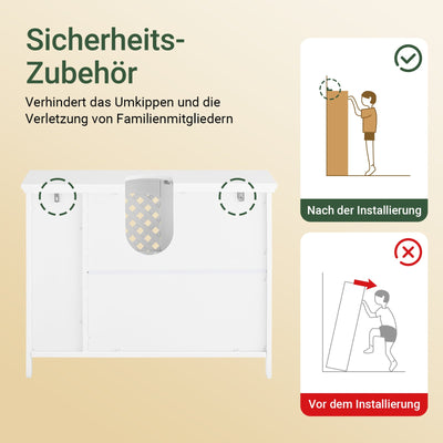 SoBuy | Mobile sottolavabo | Mobile bagno | con 2 ante e ripiano aperto | Bianco | BZR210-W