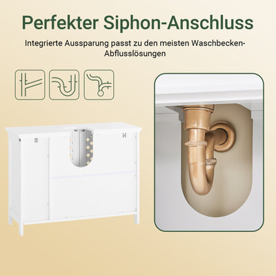 SoBuy | Mobile sottolavabo | Mobile bagno | con 2 ante e ripiano aperto | Bianco | BZR210-W