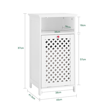SoBuy | Meuble de salle de bain | avec panier à linge et compartiment ouvert | Panier à linge | Blanc | BZR211-W