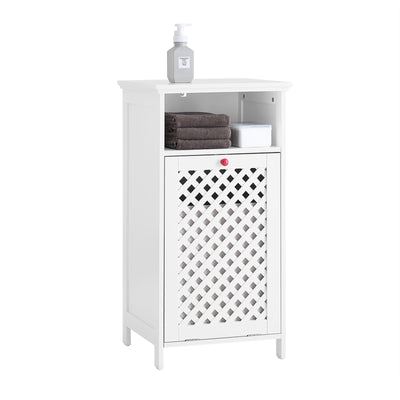 SoBuy | Meuble de salle de bain | avec panier à linge et compartiment ouvert | Panier à linge | Blanc | BZR211-W