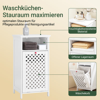 SoBuy | Meuble de salle de bain | avec panier à linge et compartiment ouvert | Panier à linge | Blanc | BZR211-W