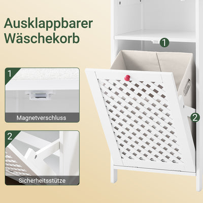 SoBuy | Meuble de salle de bain | avec panier à linge et compartiment ouvert | Panier à linge | Blanc | BZR211-W