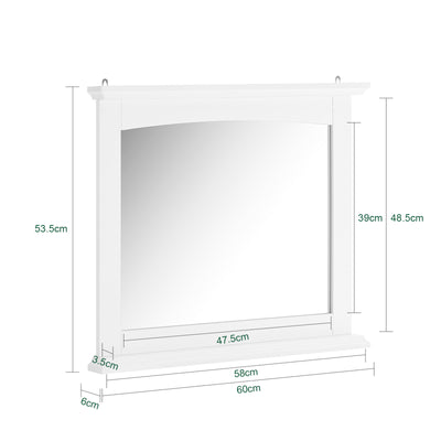SoBuy | Miroir de salle de bain avec étagère | Miroir mural | Miroir blanc | BZR212-W 