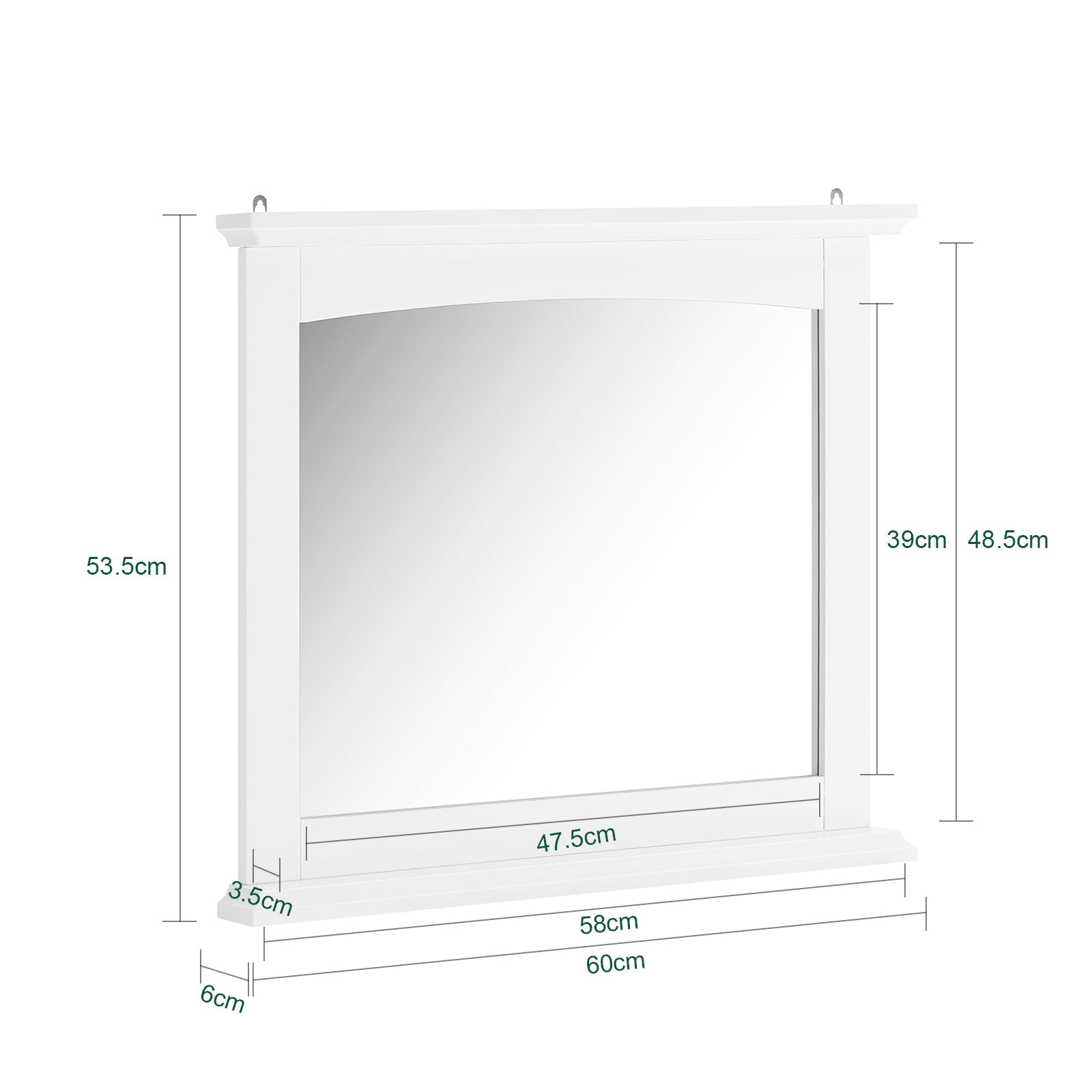 SoBuy | Specchio da Bagno con Mensola | Specchio da Parete | Specchio Bianco | BZR212-W