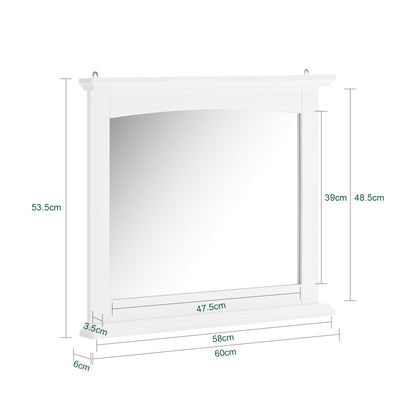 SoBuy | Specchio da Bagno con Mensola | Specchio da Parete | Specchio Bianco | BZR212-W