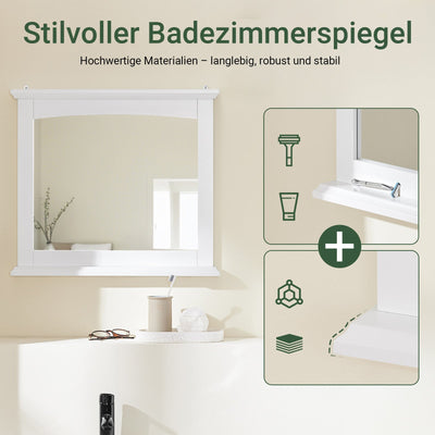 SoBuy | Specchio da Bagno con Mensola | Specchio da Parete | Specchio Bianco | BZR212-W