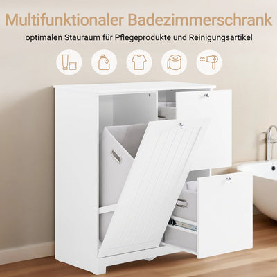 SoBuy | Mobile bagno | con 1 grande cesto portabiancheria | 2 piccoli cesti in tessuto rimovibili | Cesto portabiancheria bianco | BZR213-W