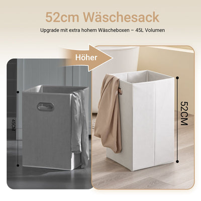 SoBuy | Mobile bagno | con 1 grande cesto portabiancheria | 2 piccoli cesti in tessuto rimovibili | Cesto portabiancheria bianco | BZR213-W