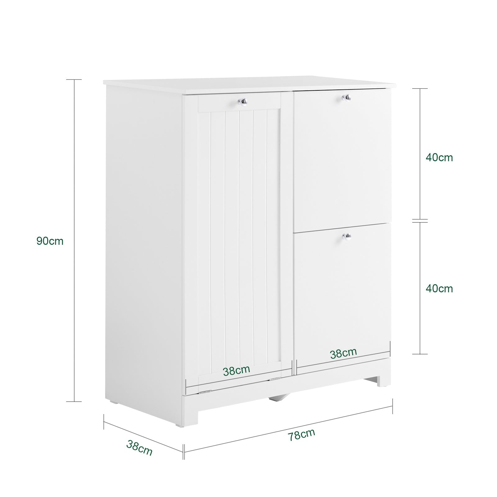 SoBuy | Armoire de salle de bain | avec 1 grand panier à linge | 2 petits paniers en tissu amovibles | Panier à linge blanc | BZR213-W