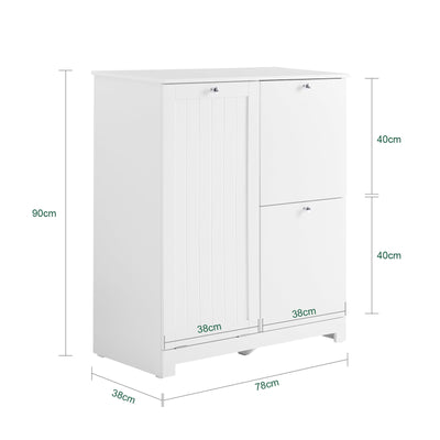 SoBuy | Mobile bagno | con 1 grande cesto portabiancheria | 2 piccoli cesti in tessuto rimovibili | Cesto portabiancheria bianco | BZR213-W