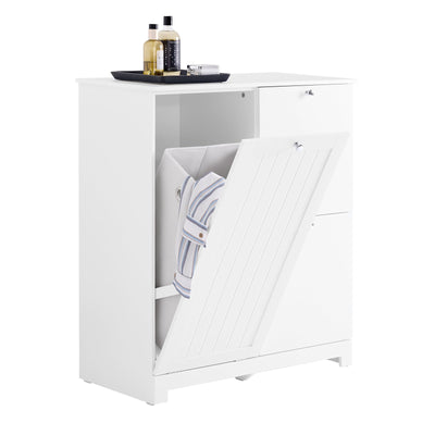 SoBuy | Mobile bagno | con 1 grande cesto portabiancheria | 2 piccoli cesti in tessuto rimovibili | Cesto portabiancheria bianco | BZR213-W