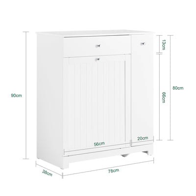 Prevendita | SoBuy | Mobiletto da bagno | con 1 cassetto | 2 cesti portabiancheria e ripiano estraibile | Bianco | 78x38x90cm | BZR214-W
