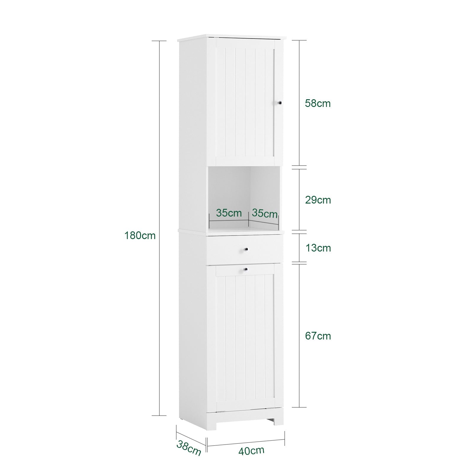 SoBuy | Meuble de salle de bain | avec 1 panier à linge | tiroir | étagère ouverte et étagère réglable | BZR216-W