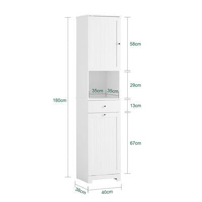 SoBuy | Mobile bagno | con 1 cesto portabiancheria | cassetto | scomparto aperto e regolabile | BZR216-W