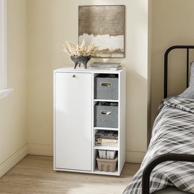 SoBuy Badezimmerschrank mit Wäschekorb schmal Weiß 50 cm 2 Stoffschubladen BZR218-W