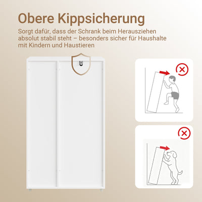 SoBuy Badezimmerschrank mit Wäschekorb schmal Weiß 50 cm 2 Stoffschubladen BZR218-W