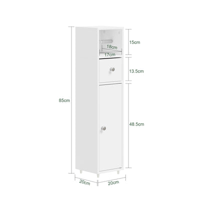 SoBuy | Badschrank Schmal 20cm | Toilettenpapierschrank mit Schublade Weiß | BZR219-W