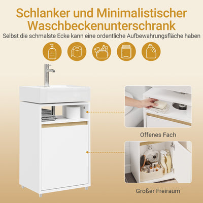SoBuy Waschbeckenunterschrank Weiß mit offenem Fach Push-Open 40×36×60 cm BZR222-W