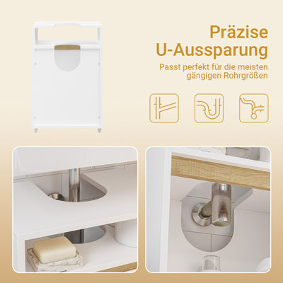 SoBuy Waschbeckenunterschrank Weiß mit offenem Fach Push-Open 40×36×60 cm BZR222-W