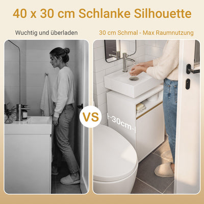 SoBuy Waschbeckenunterschrank Weiß mit offenem Fach Push-Open 40×36×60 cm BZR222-W
