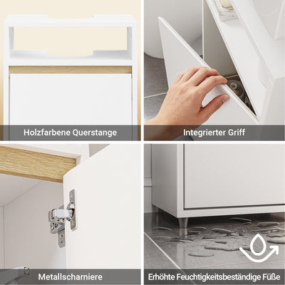 SoBuy Waschbeckenunterschrank Weiß mit offenem Fach Push-Open 40×36×60 cm BZR222-W