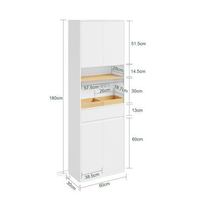 SoBuy | Badezimmerschrank schmal mit Wäschekorb Weiß | BZR241-E-W