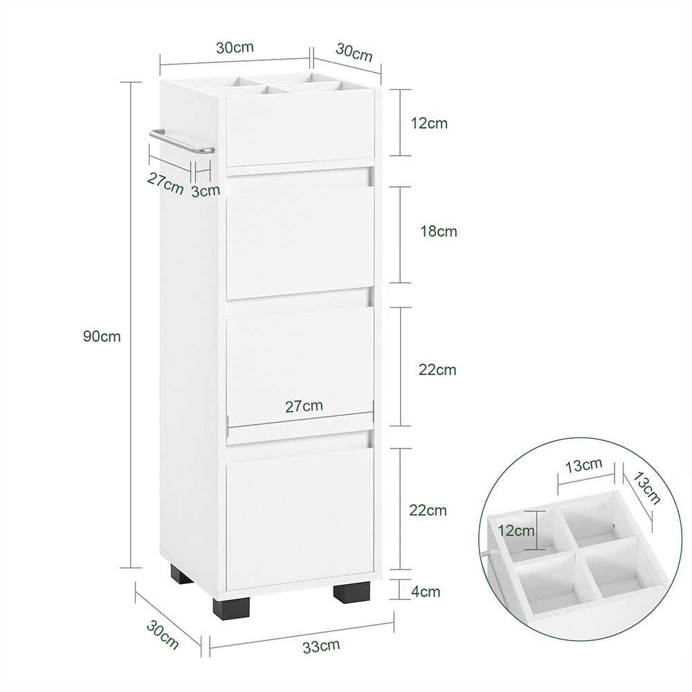 SoBuy | Badezimmerschrank | Badkommode | Midischrank Weiß | BZR29-W