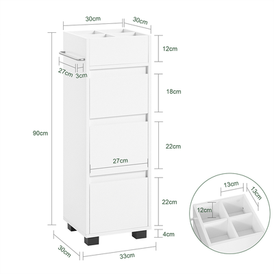 SoBuy | Badezimmerschrank | Badkommode | Midischrank Weiß | BZR29-W