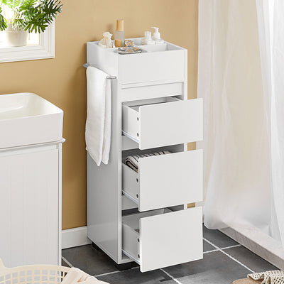 SoBuy | Meuble de salle de bain | Commode de salle de bain | Meuble mi-hauteur blanc | BZR29-W 