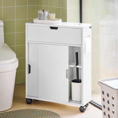 SoBuy | Chariot de salle de bain | Étagère niche | Meuble de salle de bain blanc | BZR31-W 