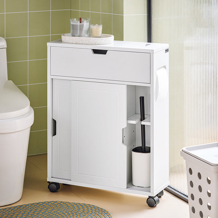 SoBuy | Carrello portaoggetti per bagno | Scaffale salvaspazio | Mobiletto bagno bianco | BZR31-W