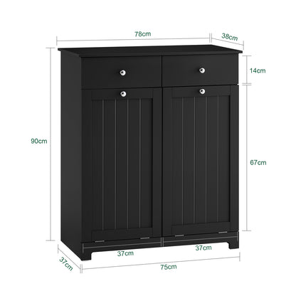 SoBuy | Armoire à linge avec 2 sacs à linge | Panier à linge | Noir | BZR33-II-SCH 