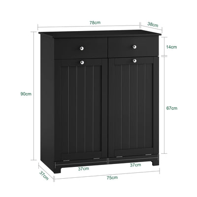 SoBuy | Armadio portabiancheria con 2 sacchi | Cesto portabiancheria | Nero | BZR33-II-SCH