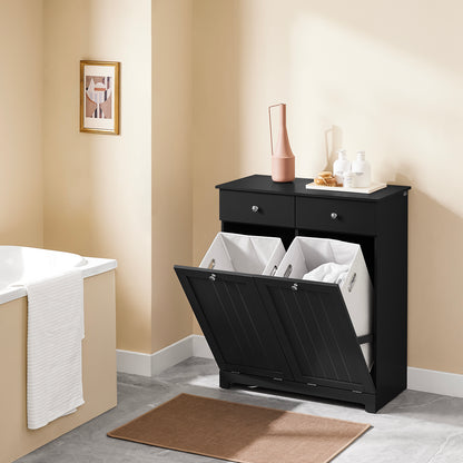 SoBuy | Armoire à linge avec 2 sacs à linge | Panier à linge | Noir | BZR33-II-SCH 
