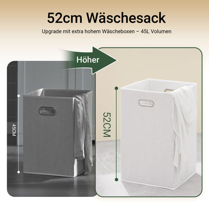 SoBuy | Wäscheschrank mit 2 Wäschesäcke | Wäschesammler | Wäschekorb Weiß | BZR33-II-W