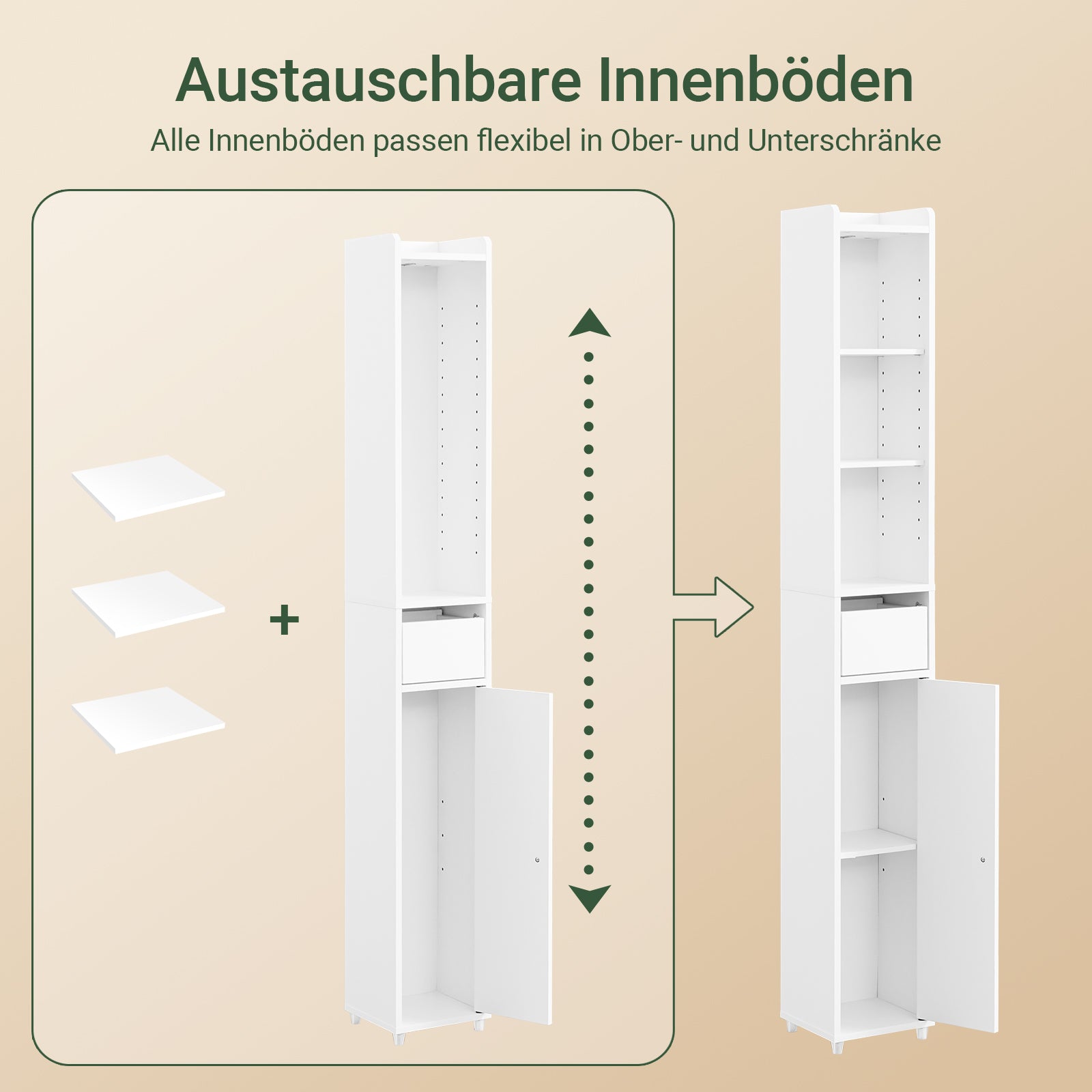 Prévente | Armoire de salle de bain haute SoBuy avec étagères réglables, étroite, blanche, 20 x 145 x 20 cm, BZR34-KW